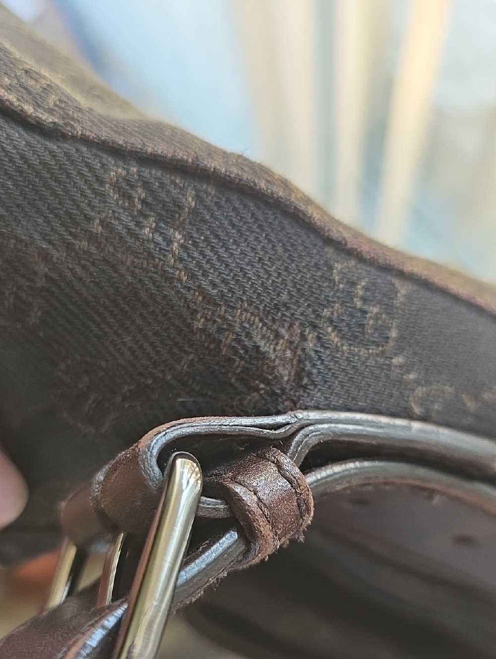 2000s Vintage GUCCI Monogram Denim Messenger Bag In Brown - Picture 3 of 7